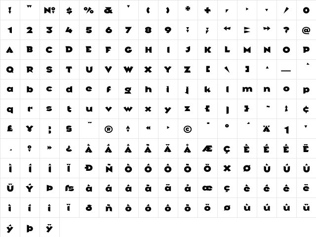 Griffin Black  glyph index