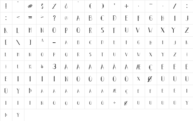 Autumn Leaves Regular  glyph index