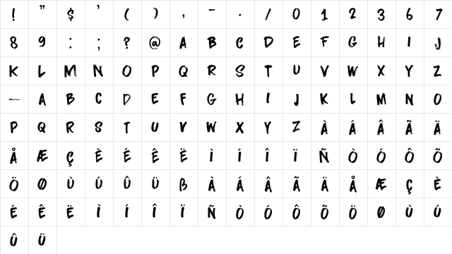Darkness Rising DEMO Regular  glyph index