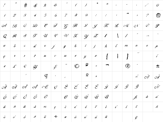 NicholasBeckerAntique Regular  glyph index