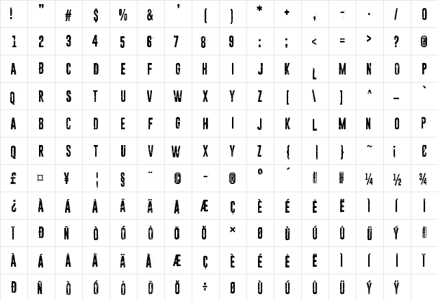 Sun zoom spark Regular  glyph index