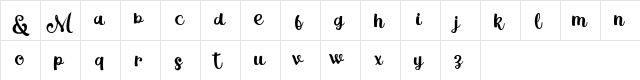 Magle Script DEMO Regular  glyph index