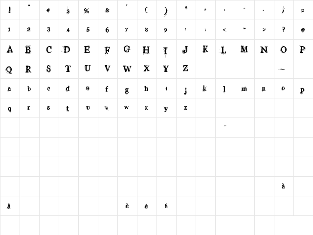 Vinyl George Regular  glyph index