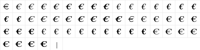EuroSerifEF One  glyph index