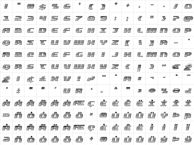 Quickening Chrome Italic Italic  glyph index