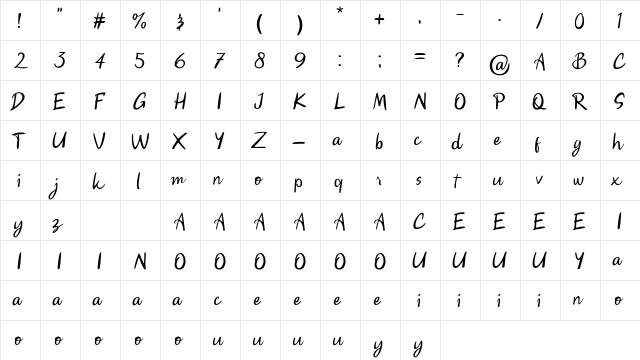 Gunman Regular  glyph index
