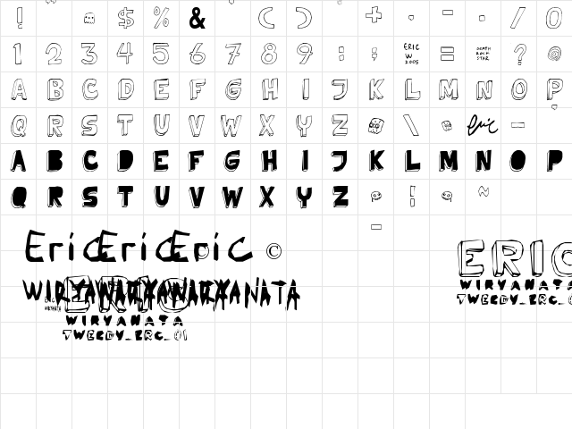 Tweedy_Erc_01 Regular  glyph index