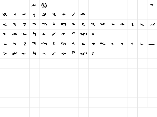 Tkon Bold  glyph index