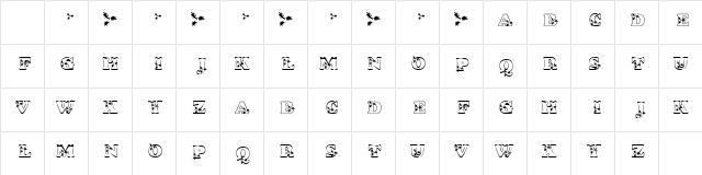 KR Holly Regular  glyph index