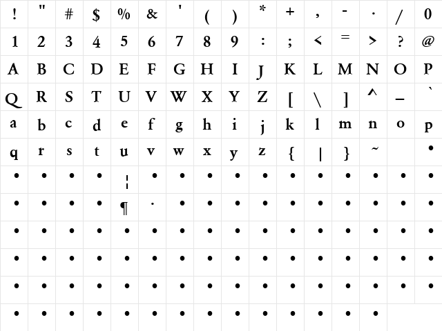 Ummama 5 Bold  glyph index