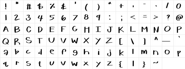 KBWarmHerUp Medium  glyph index