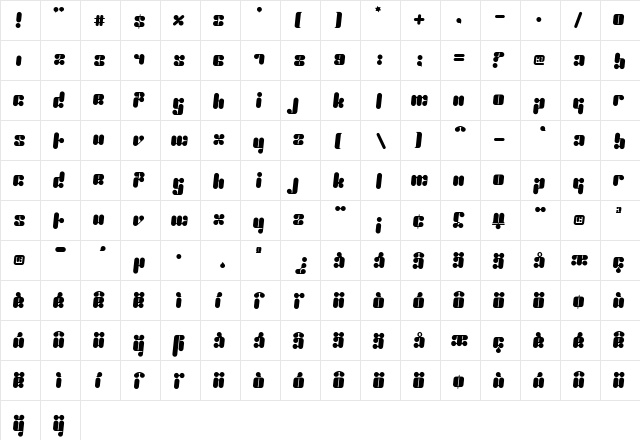 Proton Regular  glyph index