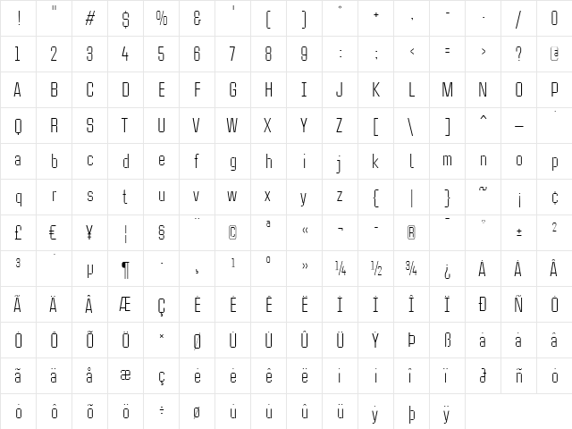 CaseStudyNoOne LT Light  glyph index