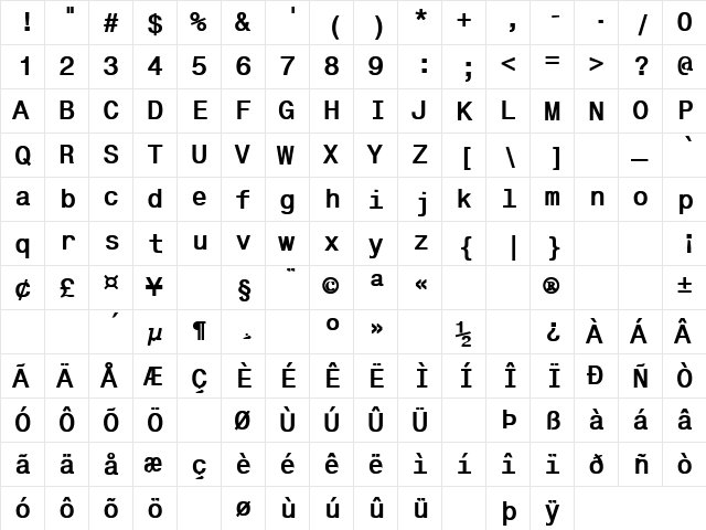 Gallows Pole 3 Bold  glyph index