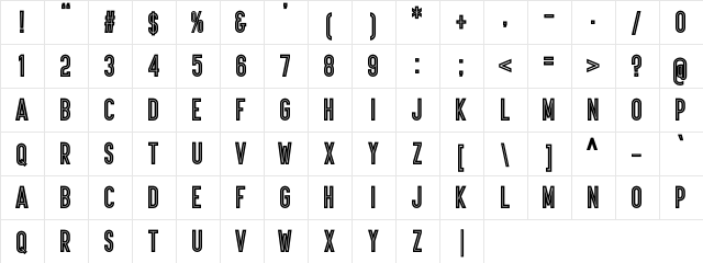 Ariq Regular  glyph index