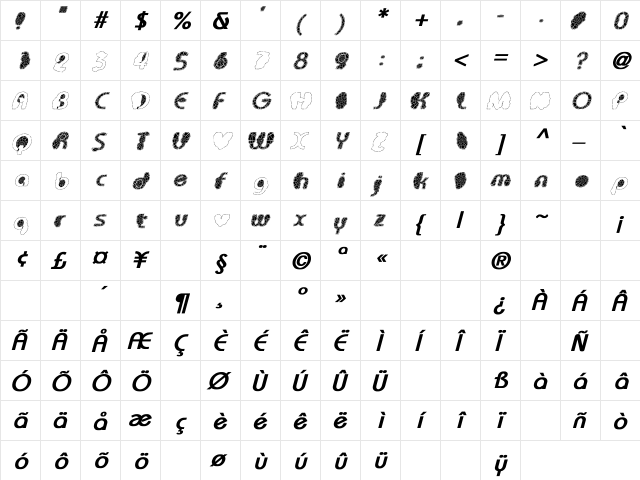 Black Hole 2 Regular  glyph index
