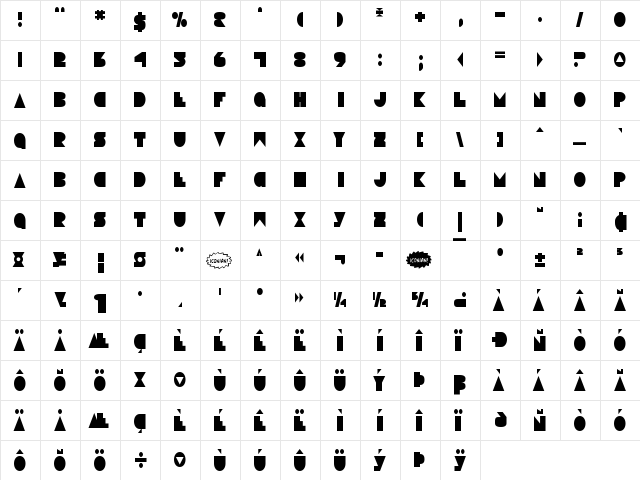 Disco Deck Condensed Condensed  glyph index