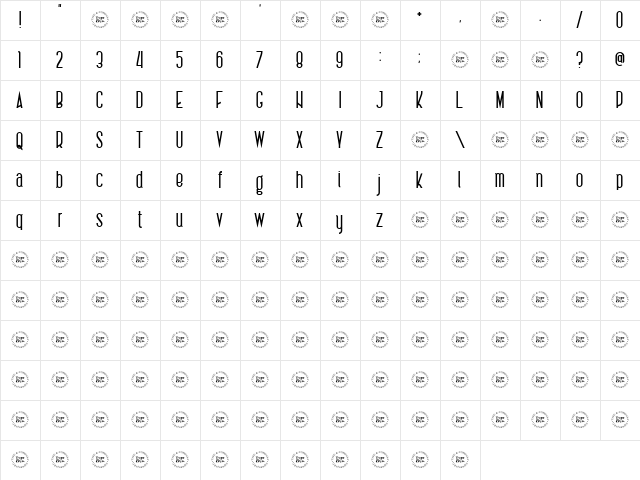 Charlotte sans Demo Regular  glyph index