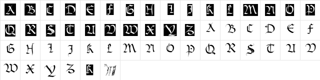 BastardaMajuskel1300 Regular  glyph index