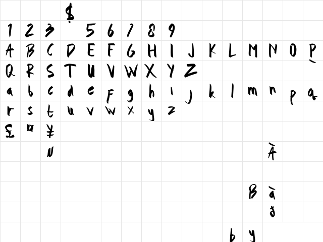 Tomohon Demo Regular  glyph index