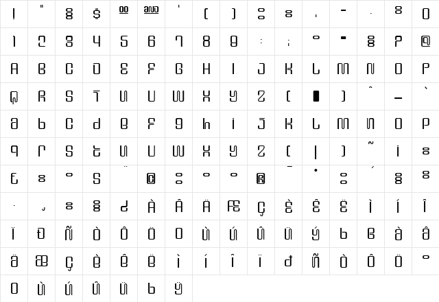 Supervixen Regular  glyph index