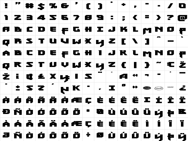 Heavy Copper Expanded Expanded  glyph index