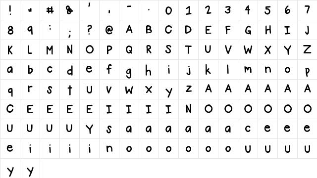 Mandy Cowley Regular  glyph index