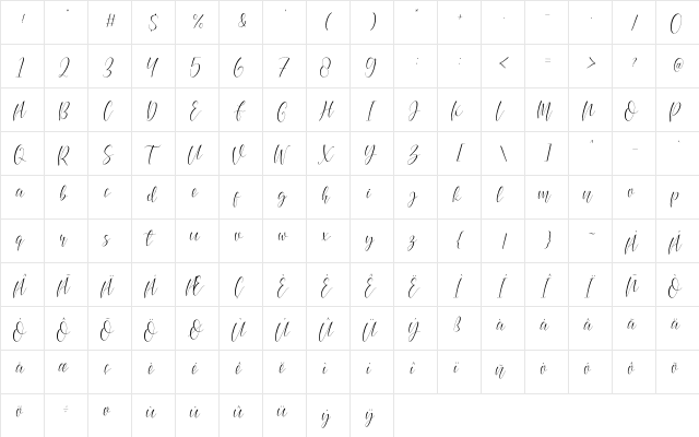 Beauty Amsterdam Regular  glyph index