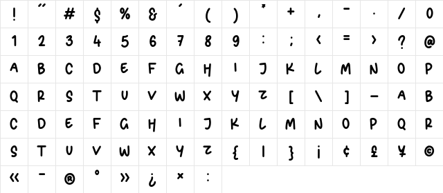 BREAKBONE Regular  glyph index