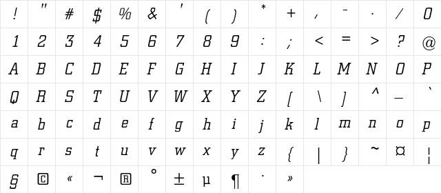 a_CityNovaLt Italic  glyph index