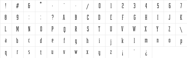 Samton Extra Condensed Light  glyph index