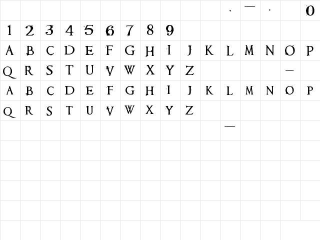 Requiem Regular  glyph index