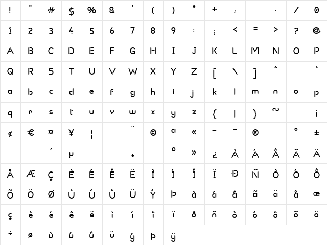 Um Sticks Regular  glyph index