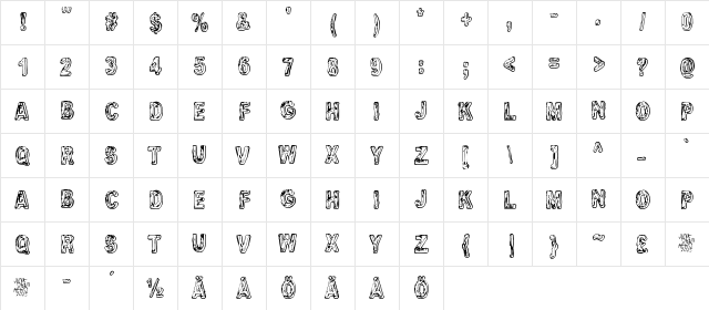 Uglygoodbad Regular  glyph index
