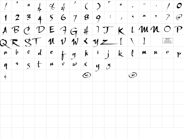 LHFScriptana REG Medium  glyph index
