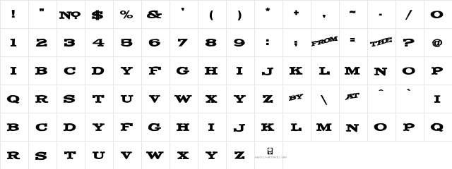 LHF Fancy Full Round Bold Regular  glyph index