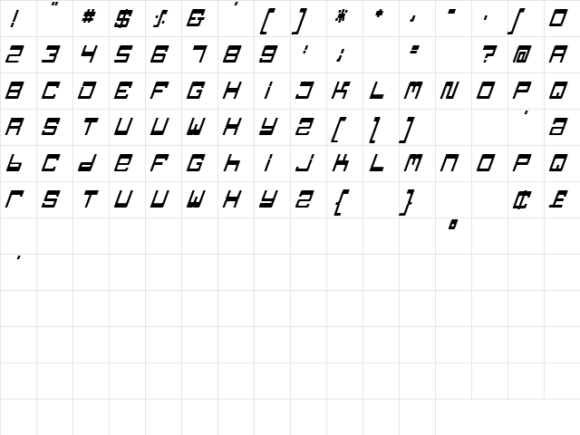 TPF Jaib Italic  glyph index