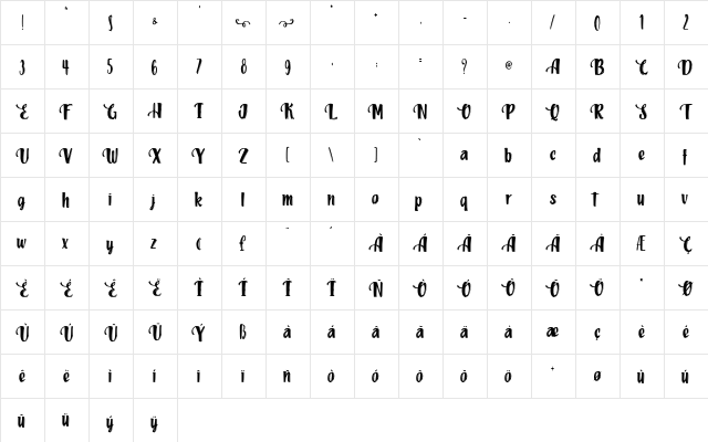 Quark Cheese - Personal Use Regular  glyph index