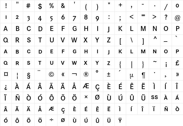 Corporate S Expert BQ Regular  glyph index