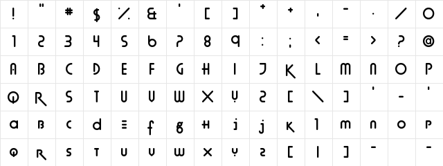 Techno Agony Regular  glyph index