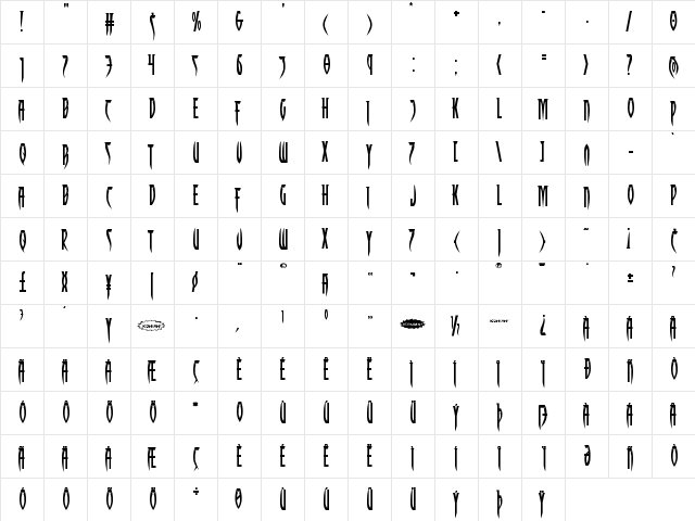 Inhumanity Expanded Expanded  glyph index