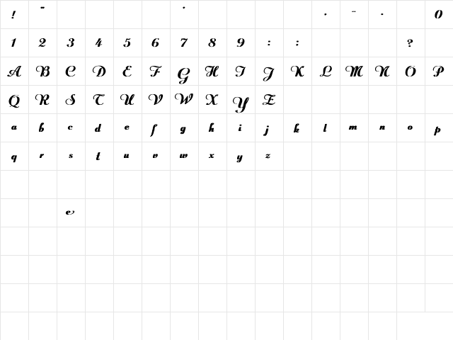 Rechtman Bold Plain Bold Plain  glyph index