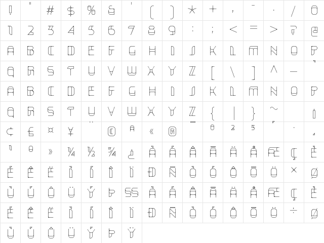 Krait Hollow  glyph index