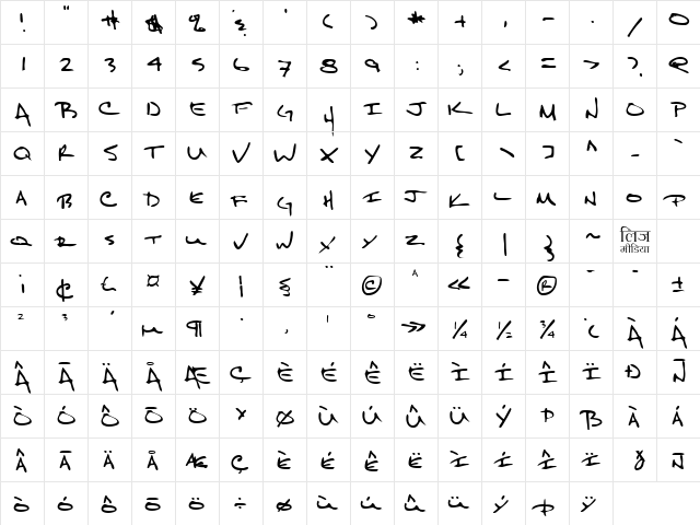 LEHN159 Regular  glyph index