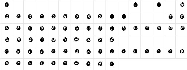 Blackbeauty Regular  glyph index