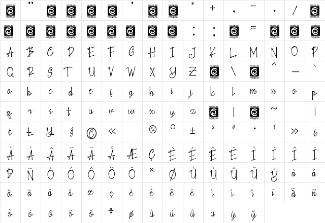 Blank Note Regular  glyph index