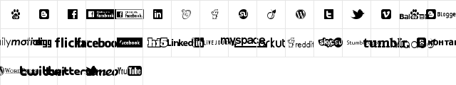 Social Logos Regular  glyph index