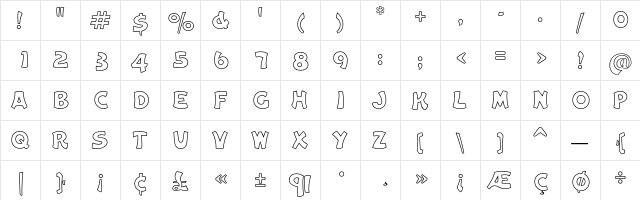 Cameo Outline  glyph index