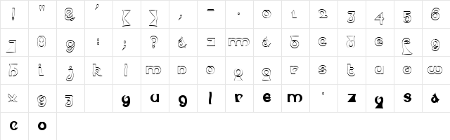Psychotic Elephant Headline  glyph index
