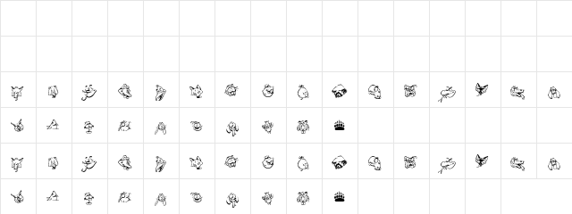 Birdy Slash Regular  glyph index